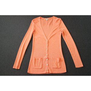 Banana Republic Orange Coral Pink 3/4 Sleeve Cardigan Sweater Size XS